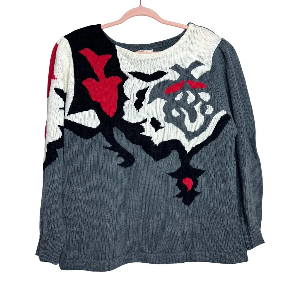 80s Harrington Park Statement Sweater Abstract Art Knit Womens Large‎ 42 Avant